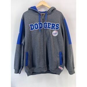 Stitches MLB Los Angeles Dodgers Full Zip Hoodie Gray Blue Mens Large
